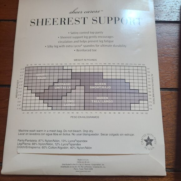 VTG. NEW JCPenney Pantyhose Sheer Carress Control Top Size Short Off Black Sheer - Picture 5 of 11